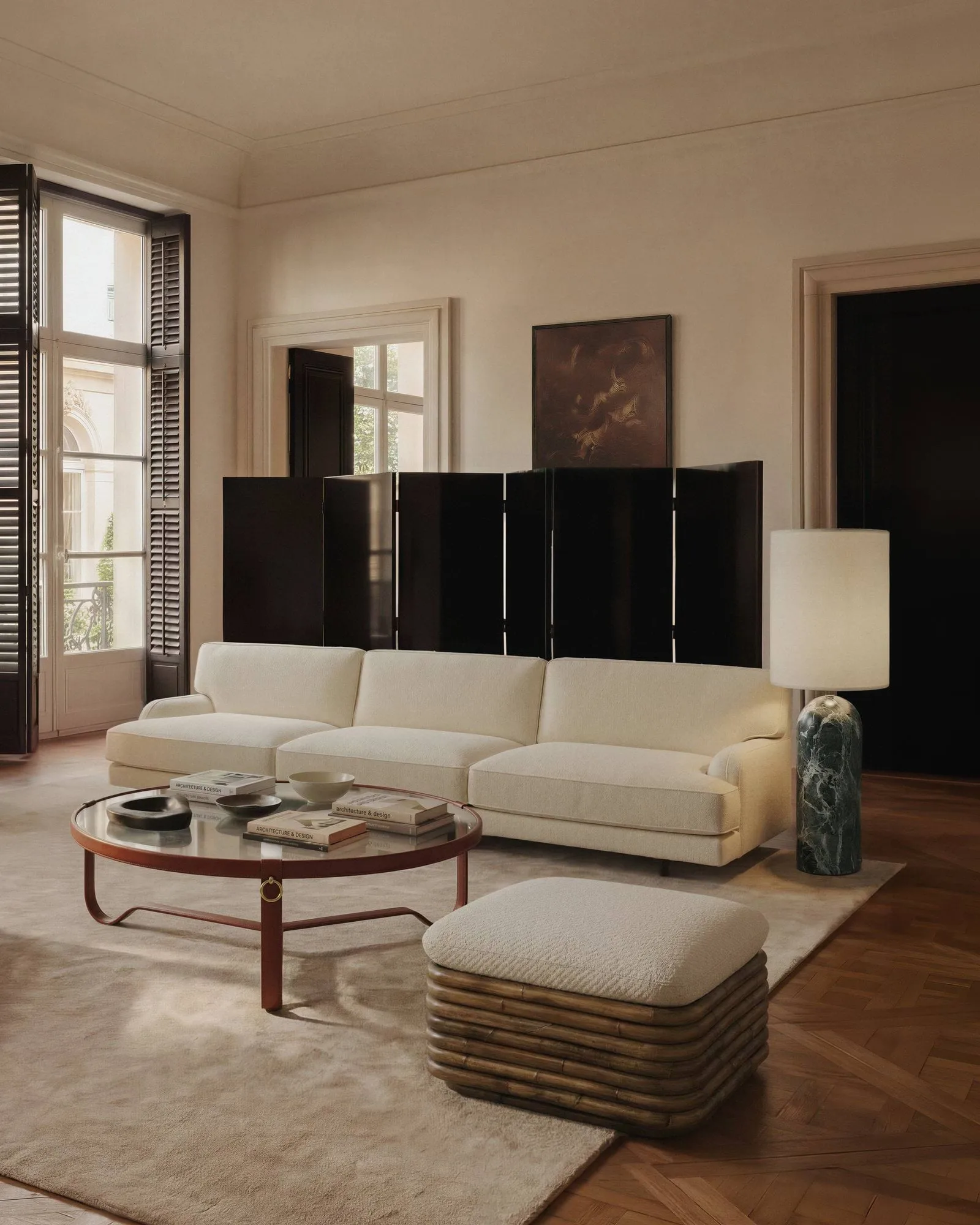 Gravity XL Stehleuchte, Emerald marble-white GUBI