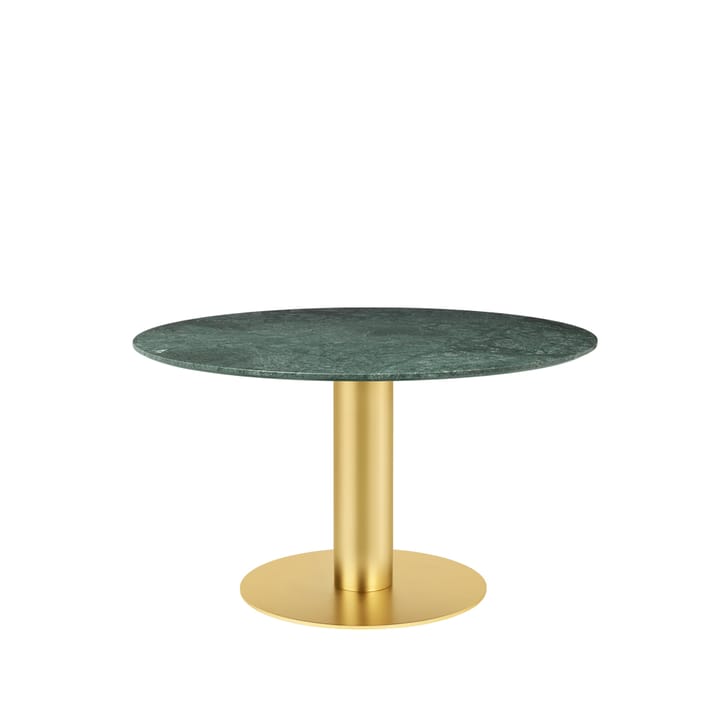 Gubi 2.0 Esstisch - Marble green, ø130, Gestell aus Messing - GUBI