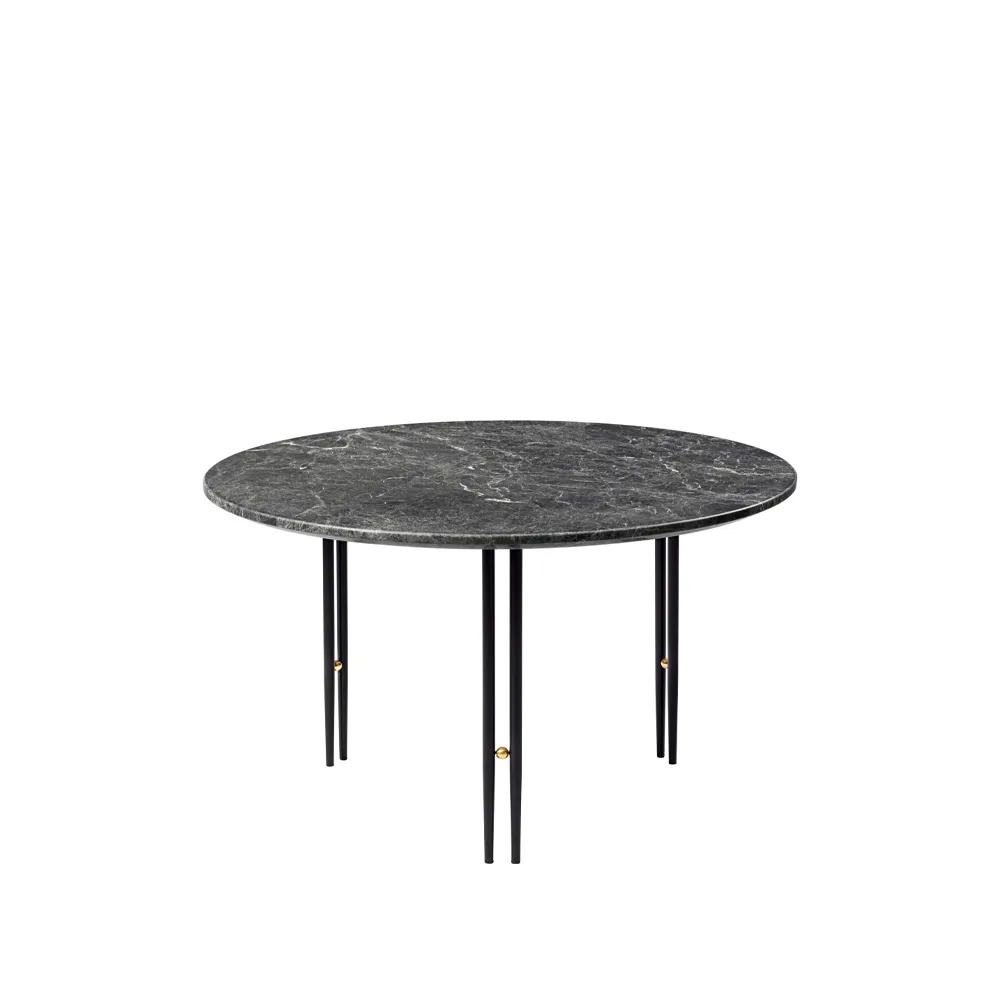 IOI Couchtisch, Grey emperador marble, ø70, schwarzes Gestell GUBI