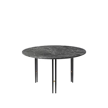 IOI Couchtisch - Grey emperador marble, ø70, schwarzes Gestell - GUBI