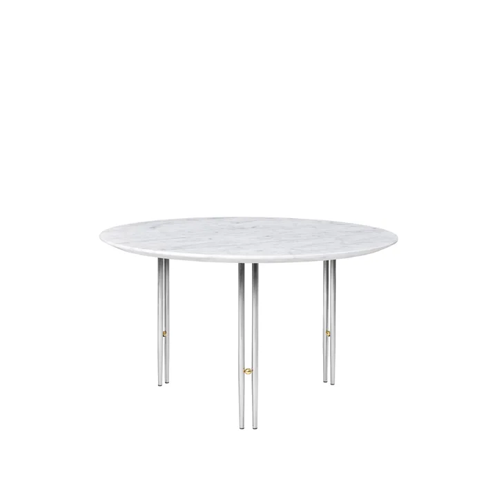 IOI Couchtisch - White carrara marble, ø70, Gestell aus Chrom - GUBI