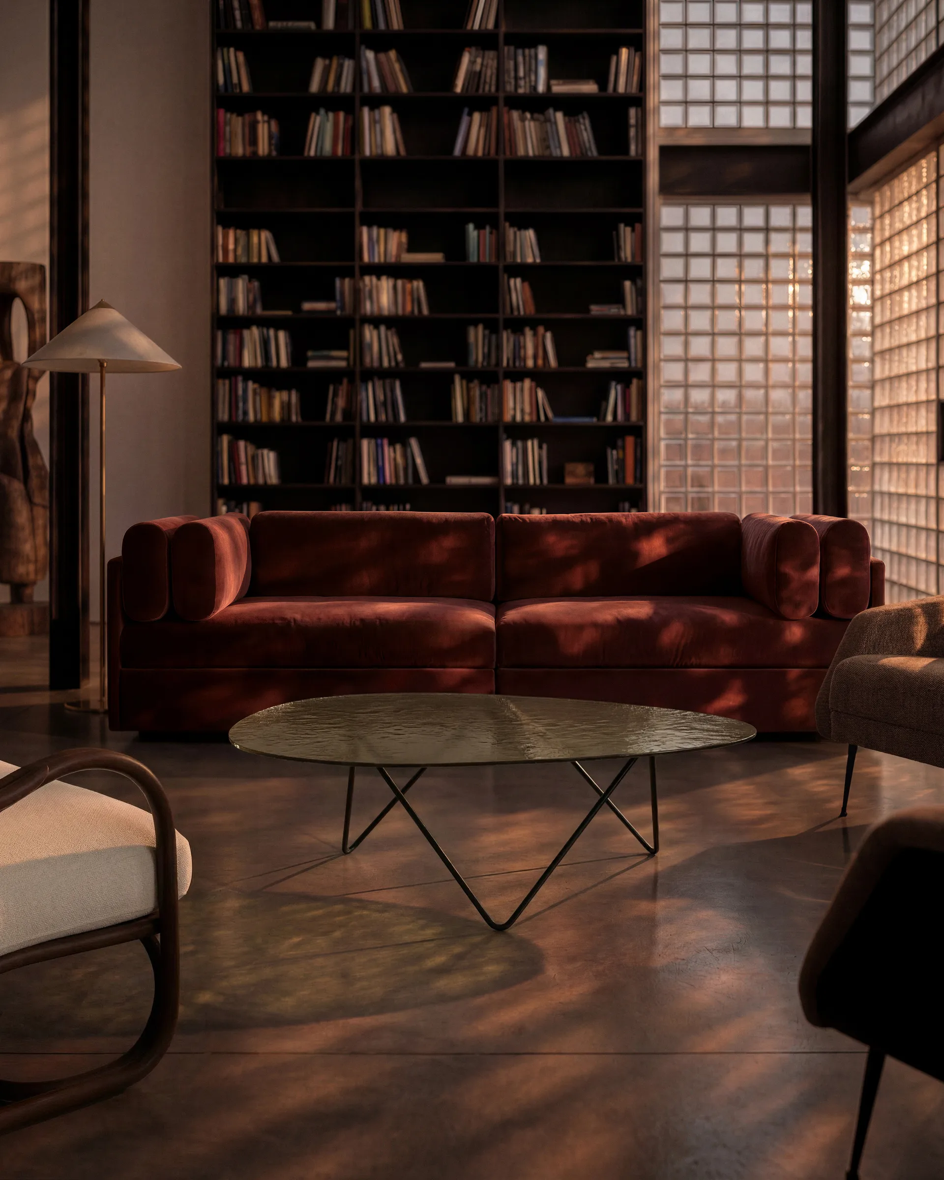 Pedrera Beistelltisch, Schwarz semimatt-Strukturglas transparent GUBI