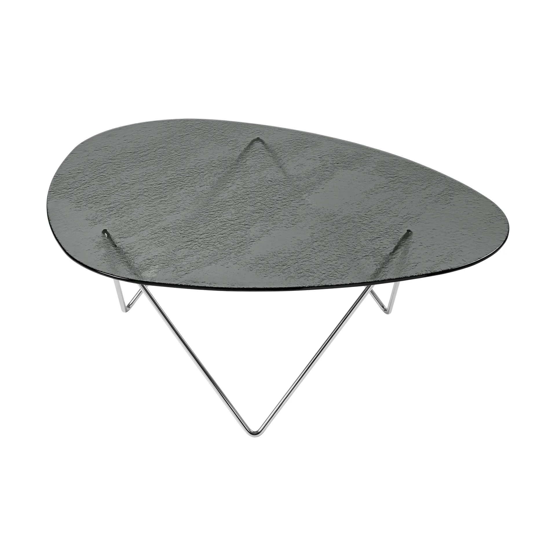 Pedrera Couchtisch, Chrom-Strukturglas smoke GUBI