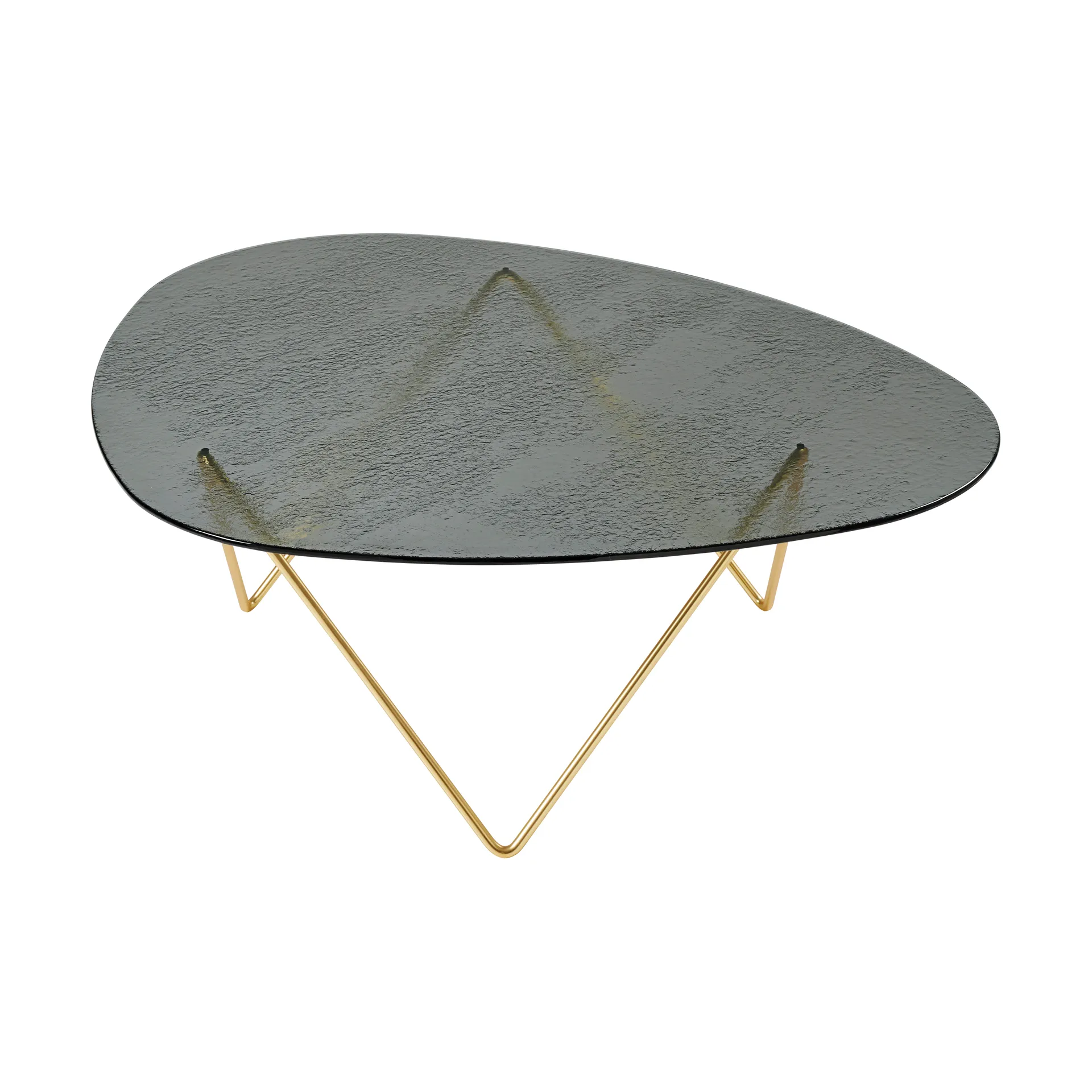 Pedrera Couchtisch, Semimatt Messing-Strukturglas smoke GUBI