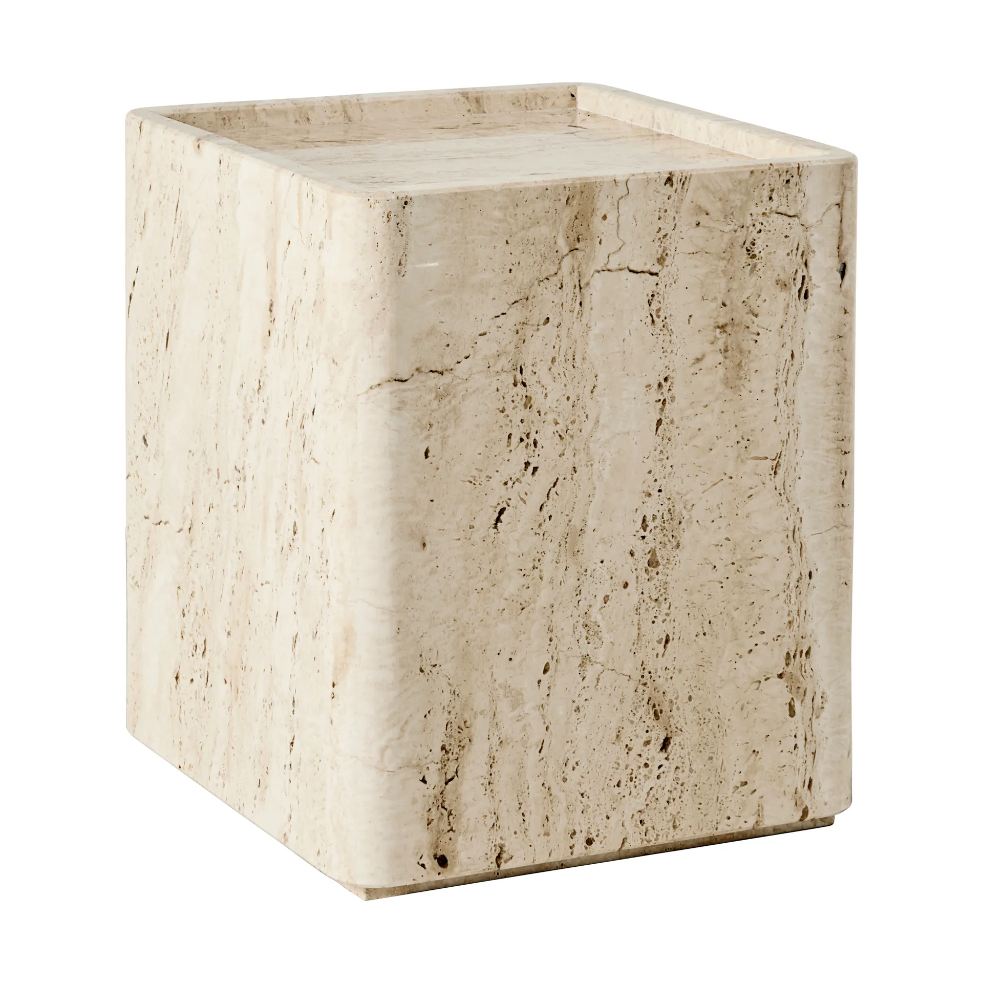 Pietra Beistelltisch 33x33x40 cm, Neutral white travertine GUBI