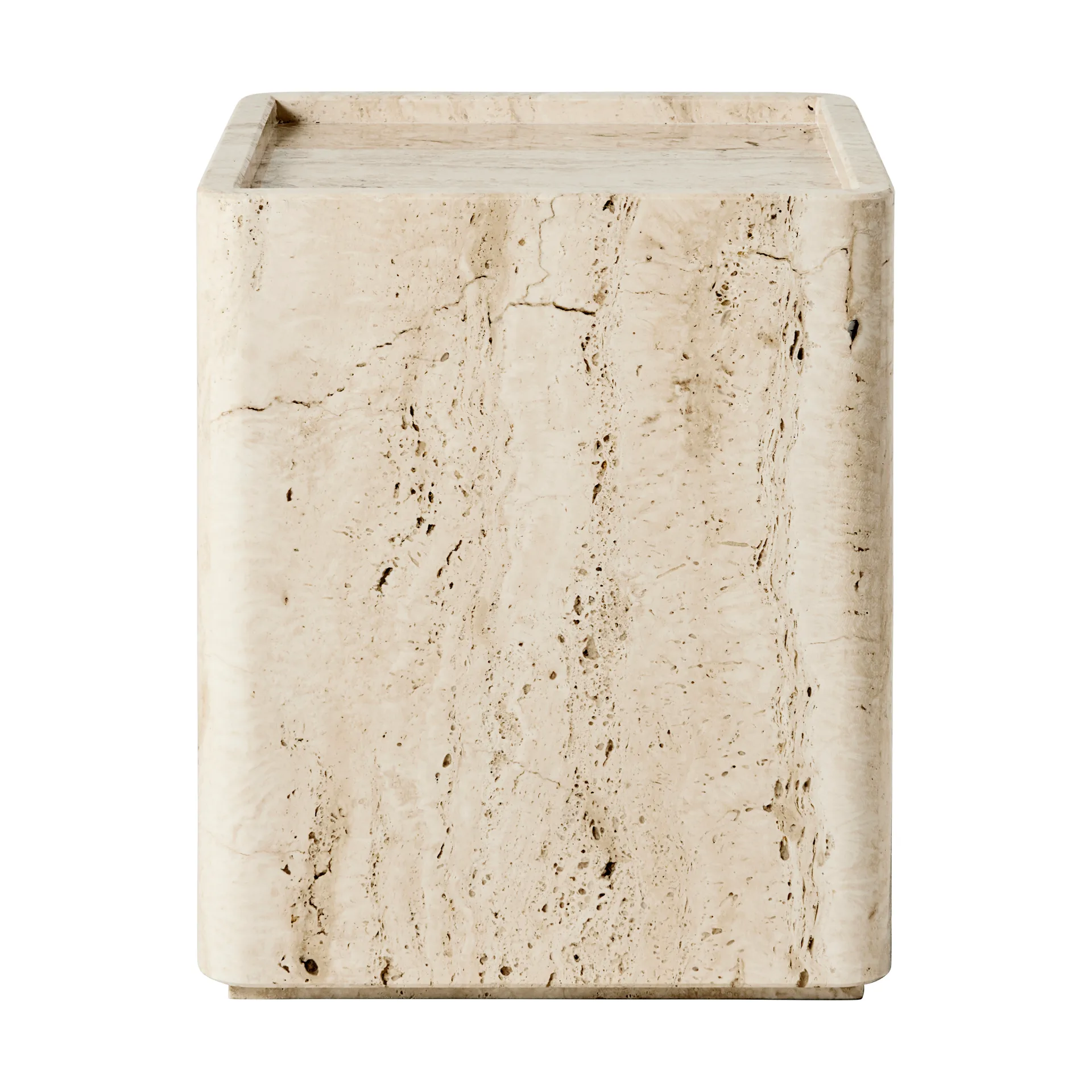Pietra Beistelltisch 33x33x40 cm, Neutral white travertine GUBI
