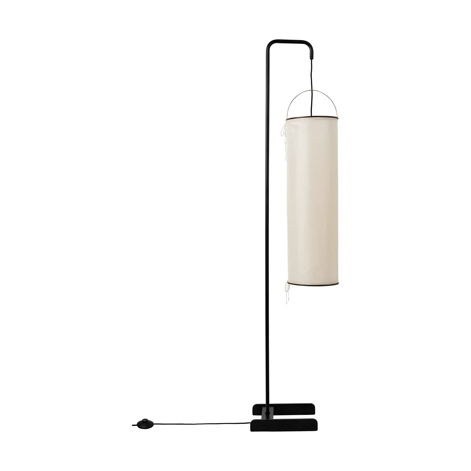 Silk Lantern Stehlampe, Natural white silk-semi matt Schwarz, 163 cm GUBI