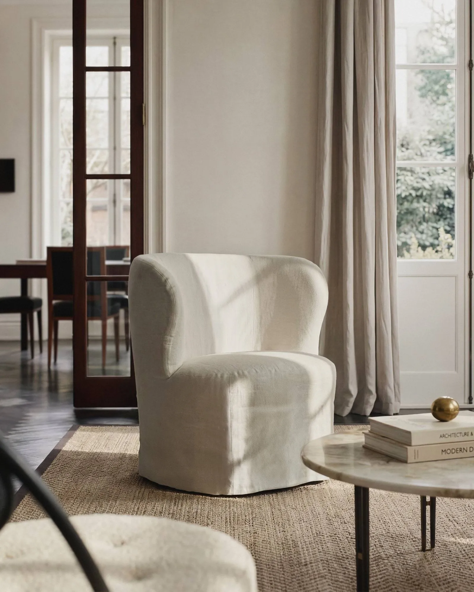 Stay Slipcover Loungesessel, Linen 0023, klein GUBI
