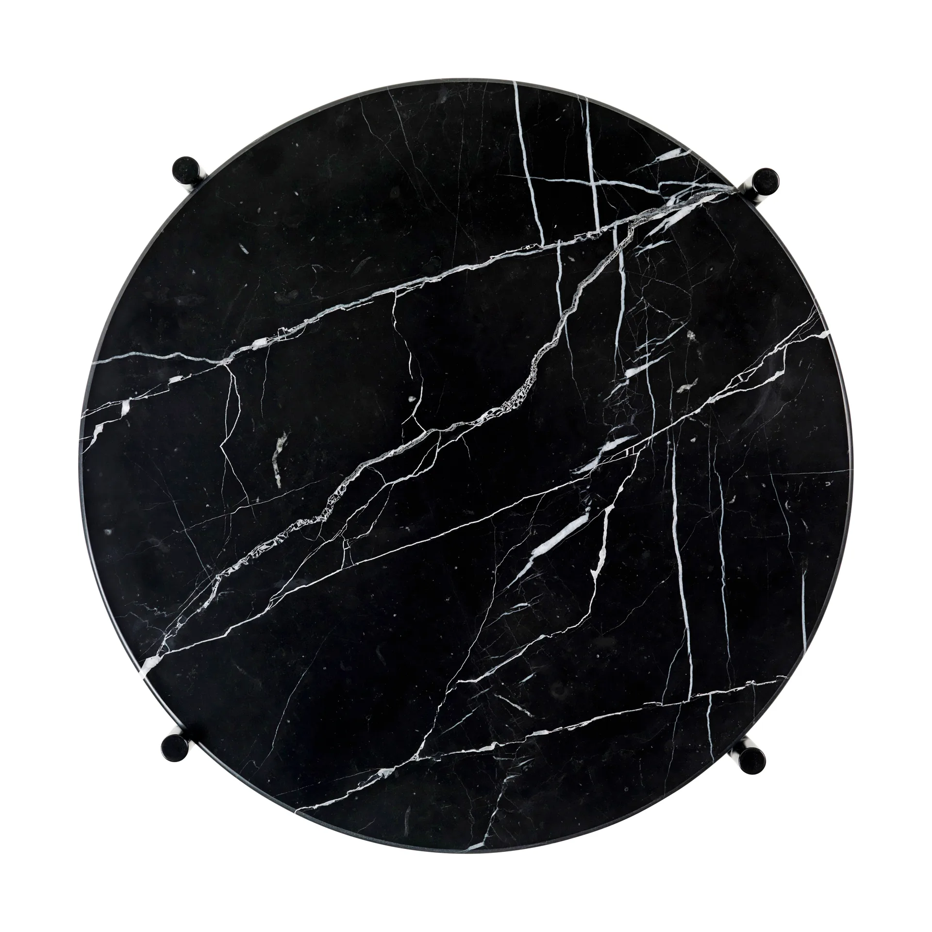 TS Beistelltisch polierter Stahl Ø40, Black marquina marble GUBI