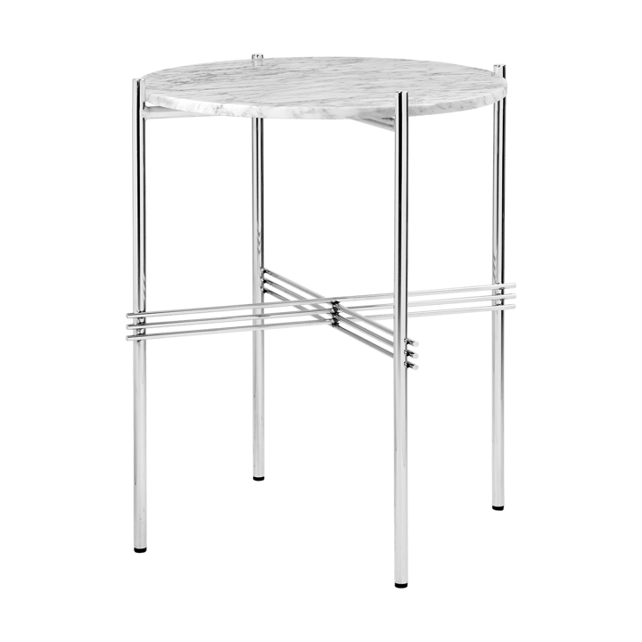 TS Beistelltisch polierter Stahl Ø40 - White carrara marble - GUBI