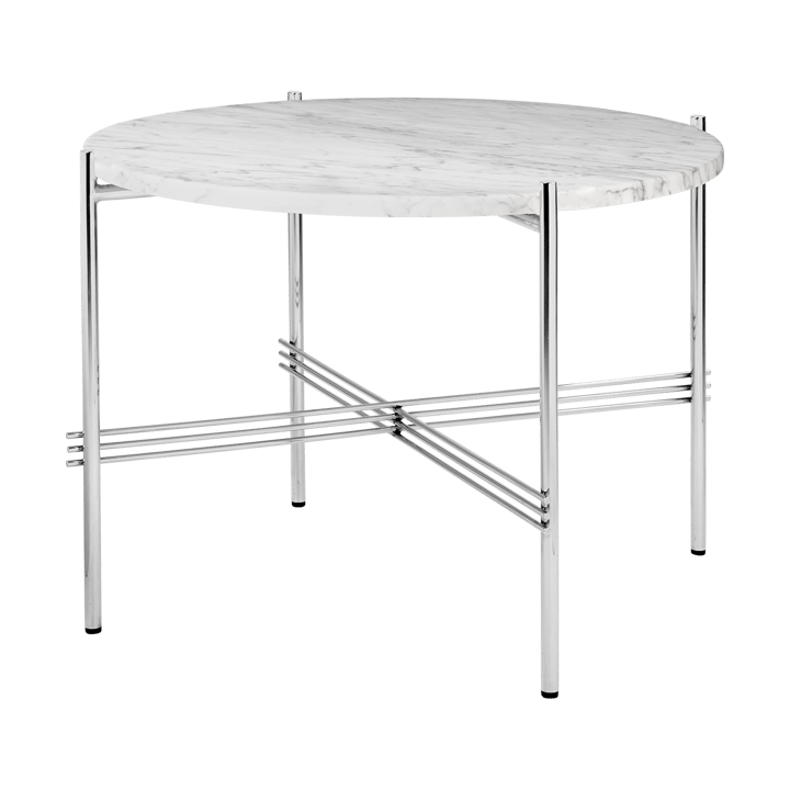 TS Beistelltisch polierter Stahl Ø55 - White carrara marble - GUBI