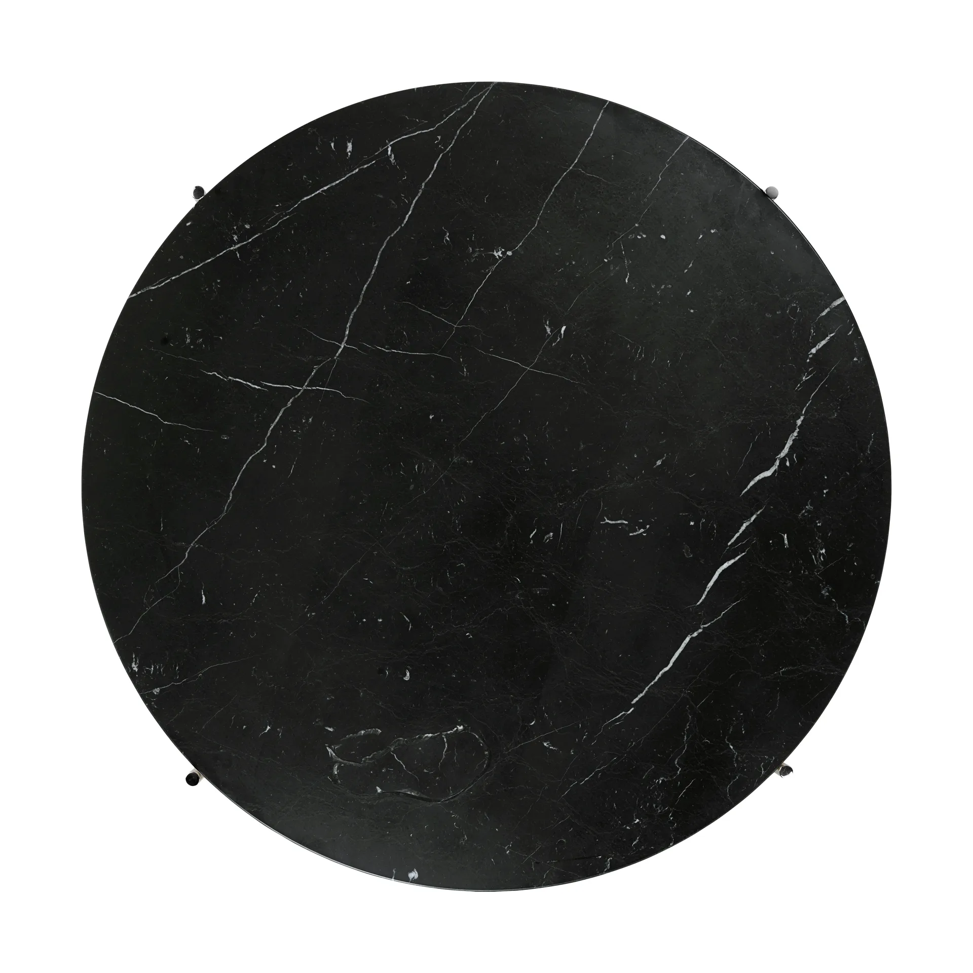 TS Beistelltisch polierter Stahl Ø80, Black marquina marble GUBI