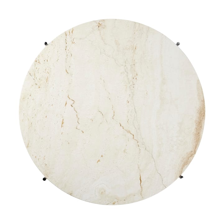 TS Beistelltisch polierter Stahl Ø80 - Neutral white travertine - GUBI