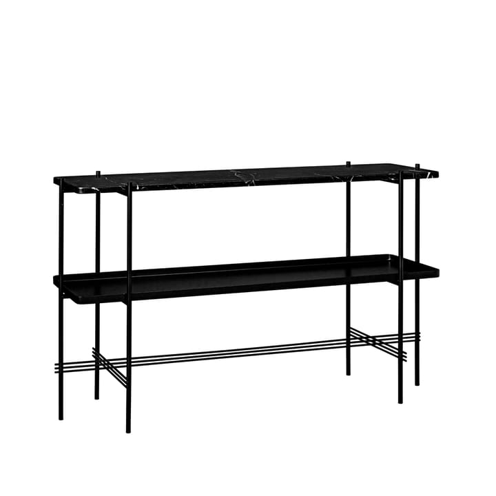 TS Console Beistelltisch 120x30x72 cm - Black marquina marble, Schwarzes Gestell, mit Tablett - GUBI