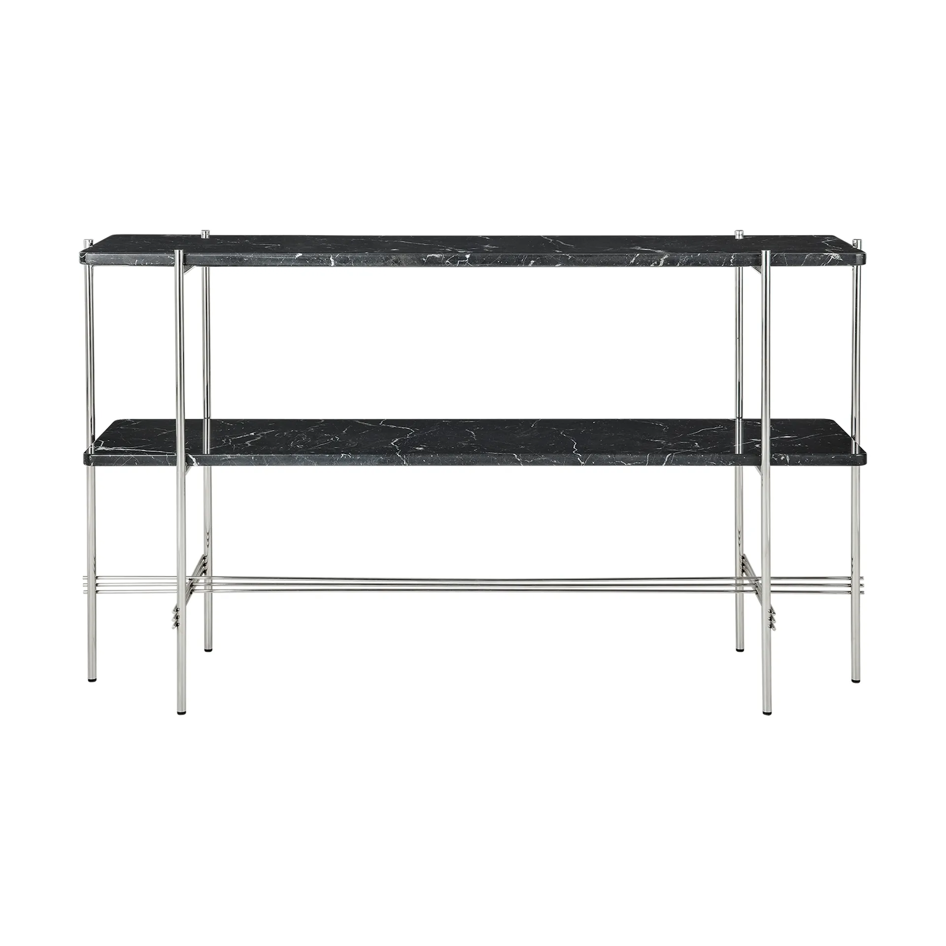 TS Console Beistelltisch 120x30x72 cm, Black marquina marble-Stahl GUBI