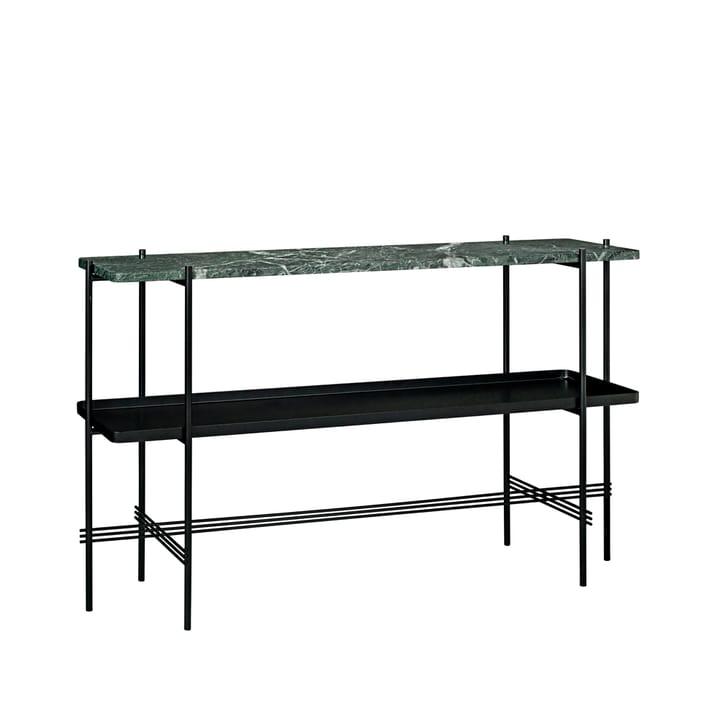 TS Console Beistelltisch 120x30x72 cm - Green guatemala marble, Schwarzes Gestell, mit Tablett - GUBI