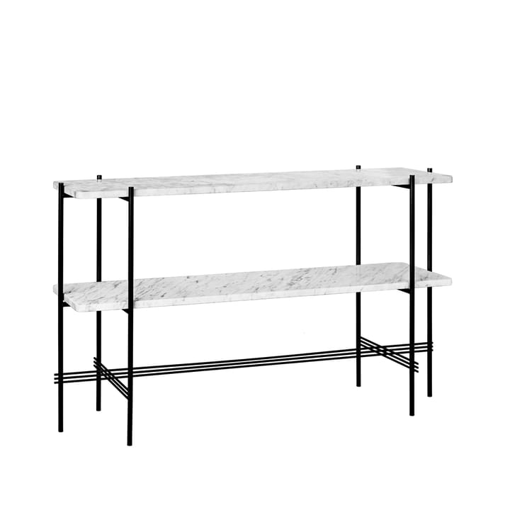 TS Console Beistelltisch 120x30x72 cm - White carrara marble, Schwarzes Gestell, 2 Marmorplatten - GUBI