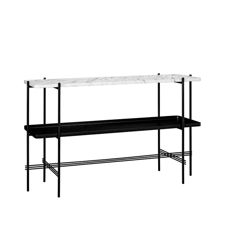 TS Console Beistelltisch 120x30x72 cm - White carrara marble, Schwarzes Gestell, mit Tablett - GUBI