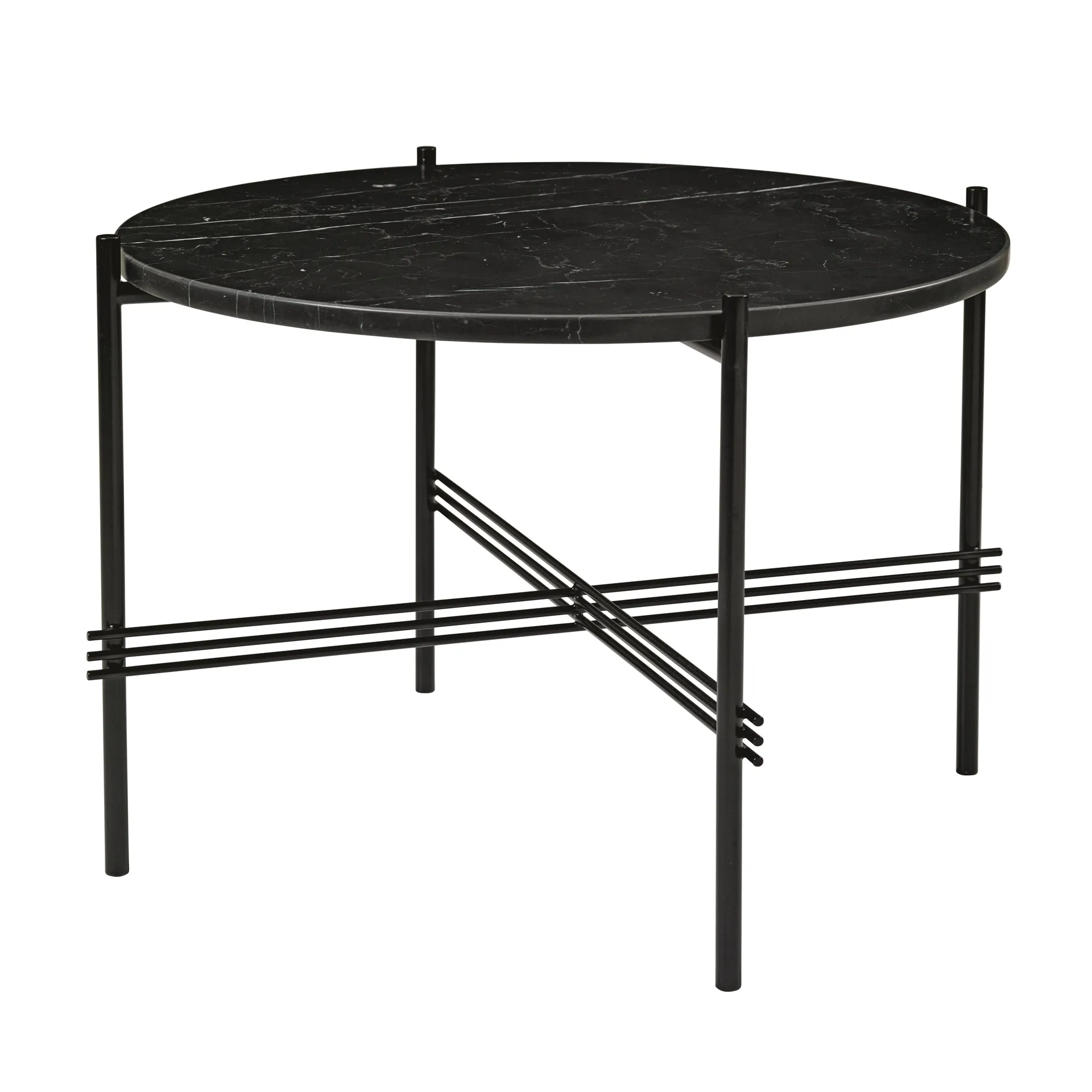 TS Couchtisch schwarze Beine Ø 55cm, Schwarzer Marmor GUBI