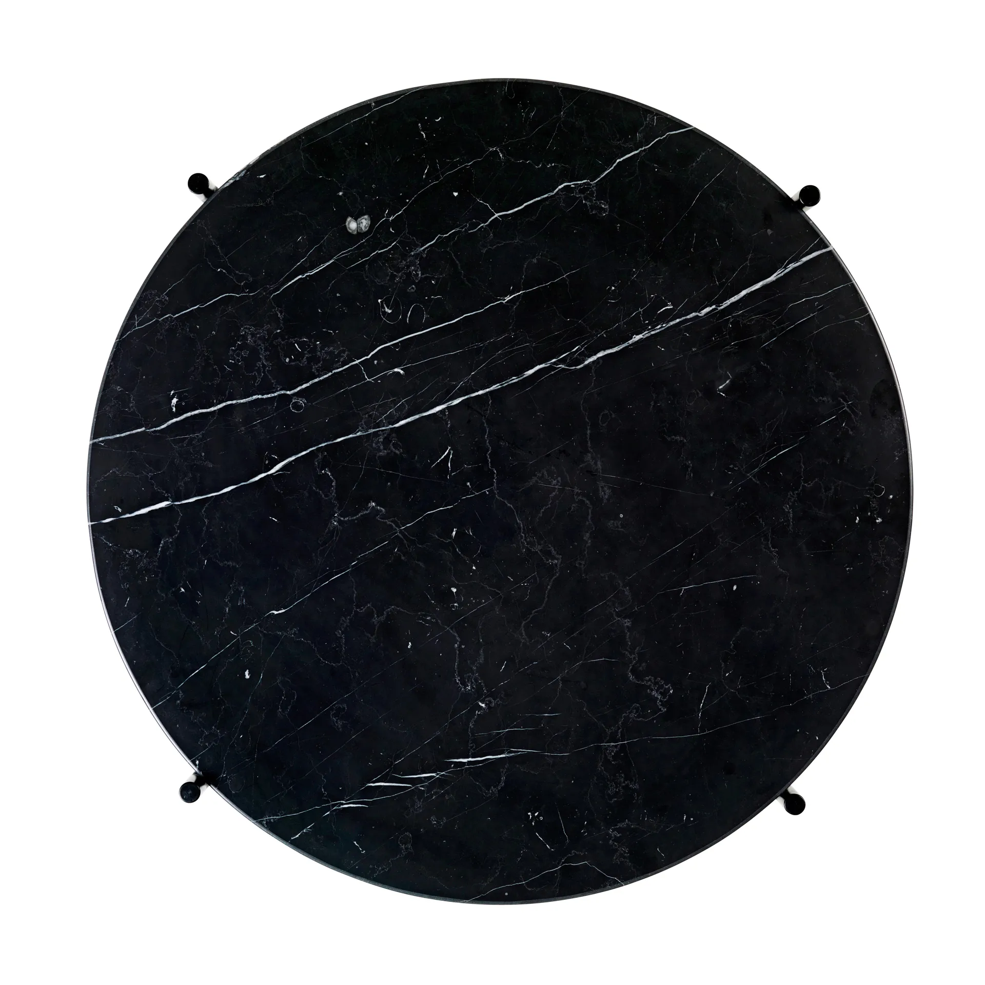 TS Couchtisch schwarze Beine Ø 55cm, Schwarzer Marmor GUBI