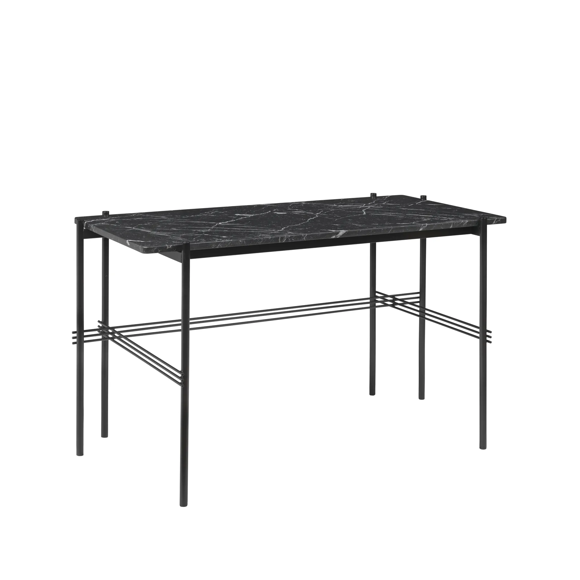 TS Desk Schreibtisch, Marble black, Stahl schwarz lackiert GUBI