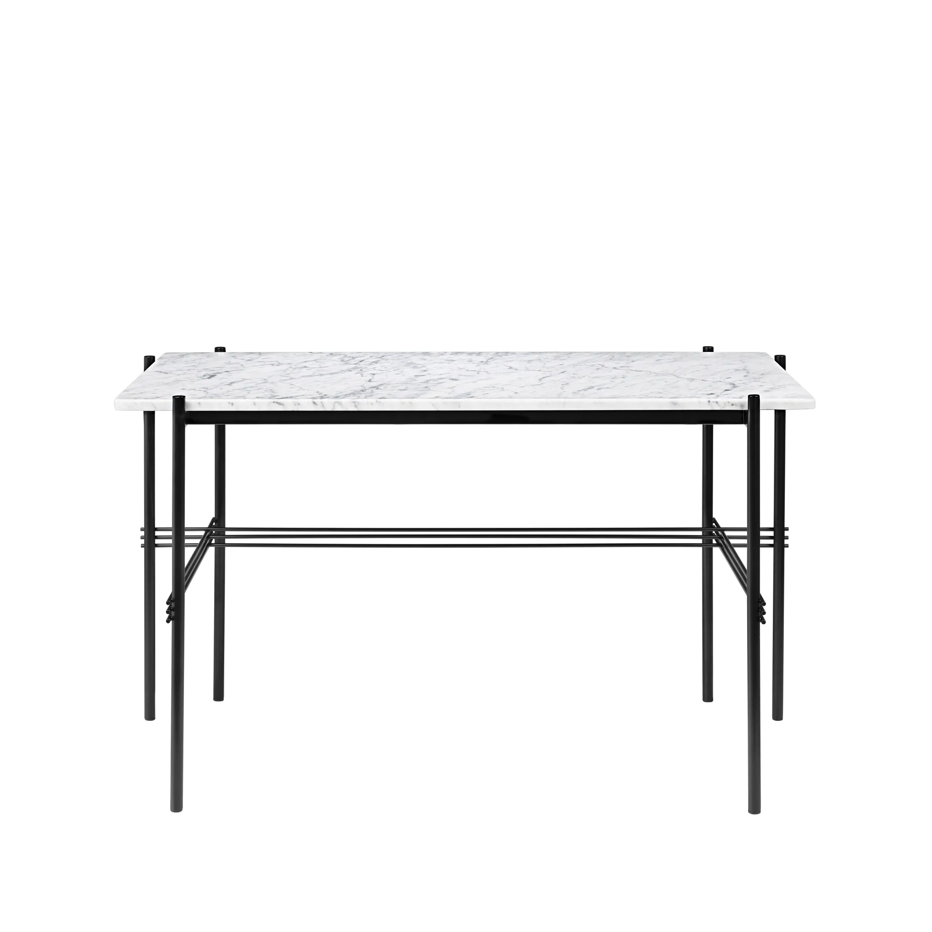 TS Desk Schreibtisch, Marble white, Stahl schwarz lackiert GUBI