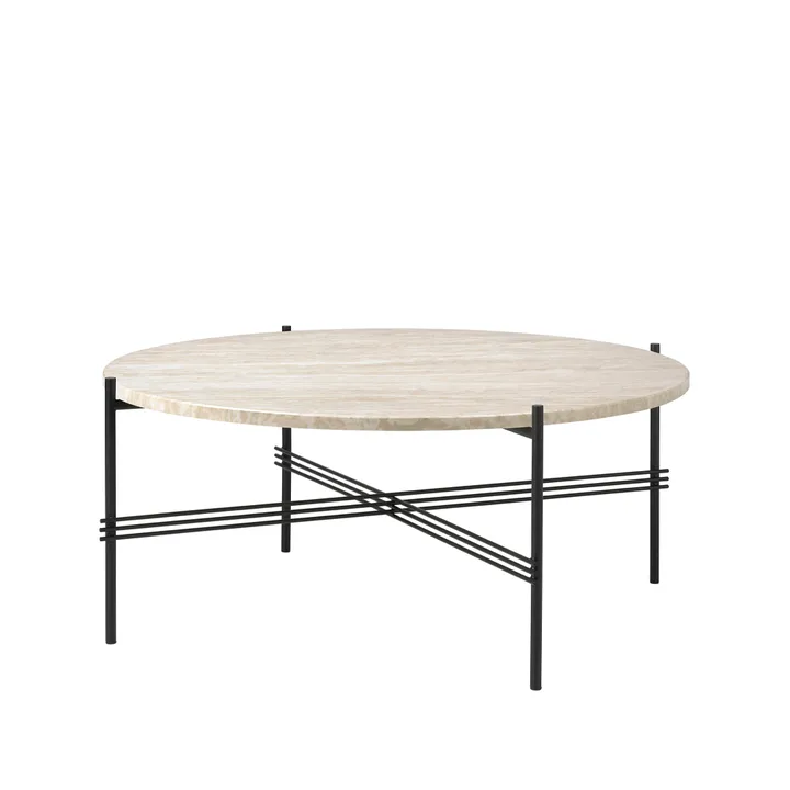 TS Outdoor Couchtisch - Weißer Travertin-svart - GUBI