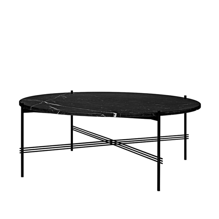 TS Round Beistelltisch - Black marquina marble, ø105, schwarzes Gestell - GUBI