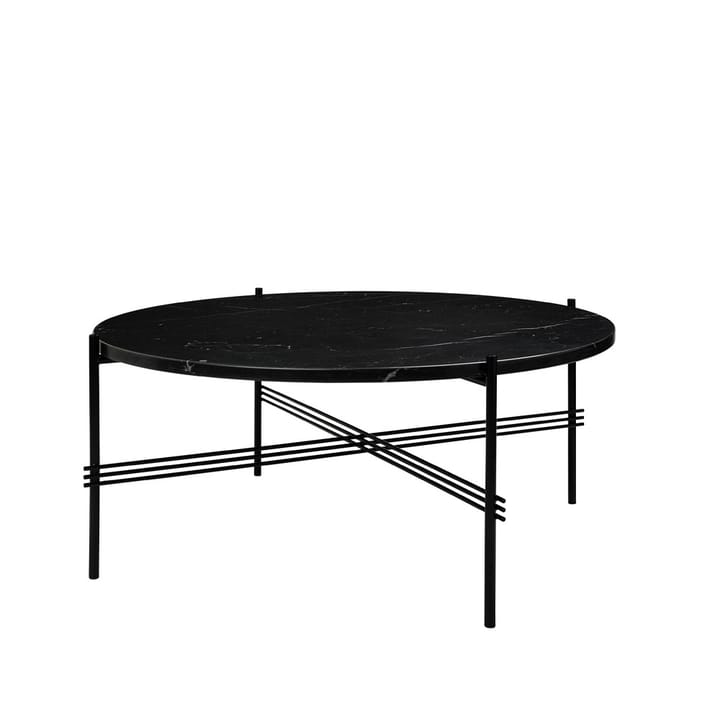 TS Round Beistelltisch - Black marquina marble, ø80, schwarzes Gestell - GUBI