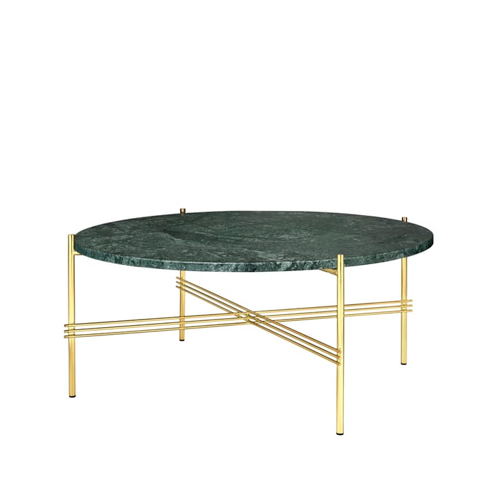 TS Round Beistelltisch - Green guatemala marble, ø80, Gestell aus Messing - GUBI