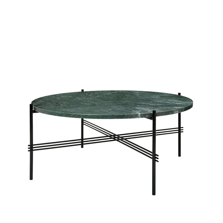 TS Round Beistelltisch - Green guatemala marble, ø80, schwarzes Gestell - GUBI