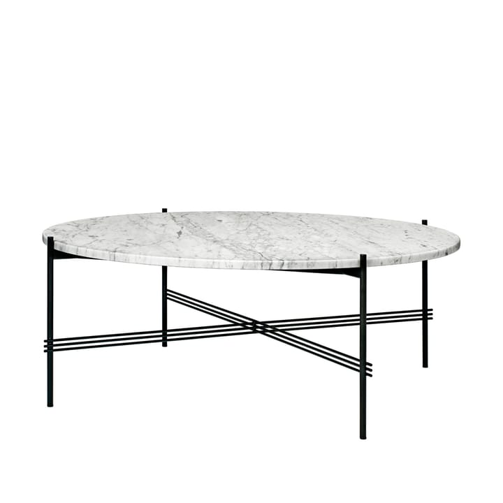 TS Round Beistelltisch - White carrara marble, ø105, schwarzes Gestell - GUBI