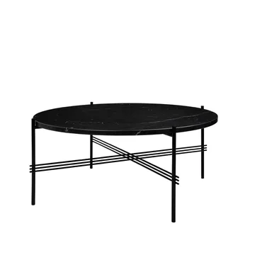 TS Round Couchtisch - Black marquina marble, ø80, schwarzes Gestell - GUBI