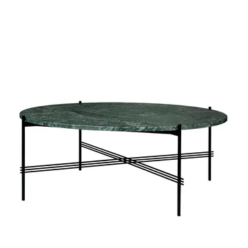 TS Round Couchtisch - Green guatemala marble, ø105, schwarzes Gestell - GUBI