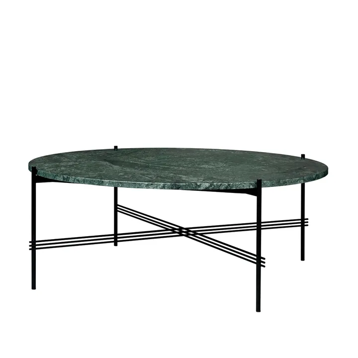 TS Round Couchtisch - Green guatemala marble, ø105, schwarzes Gestell - GUBI