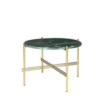 TS Round Couchtisch - Green guatemala marble, ø55, Gestell aus Messing - GUBI