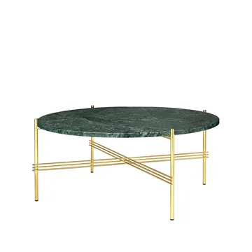 TS Round Couchtisch - Green guatemala marble, ø80, Gestell aus Messing - GUBI
