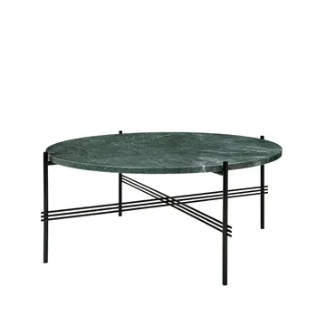 TS Round Couchtisch - Green guatemala marble, ø80, schwarzes Gestell - GUBI