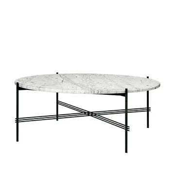 TS Round Couchtisch - White carrara marble, ø105, schwarzes Gestell - GUBI