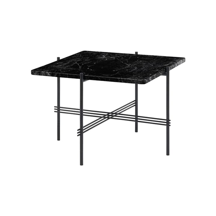 TS Square Beistelltisch - Black marquina marble, 55 x 55cm, Schwarzes Gestell - GUBI