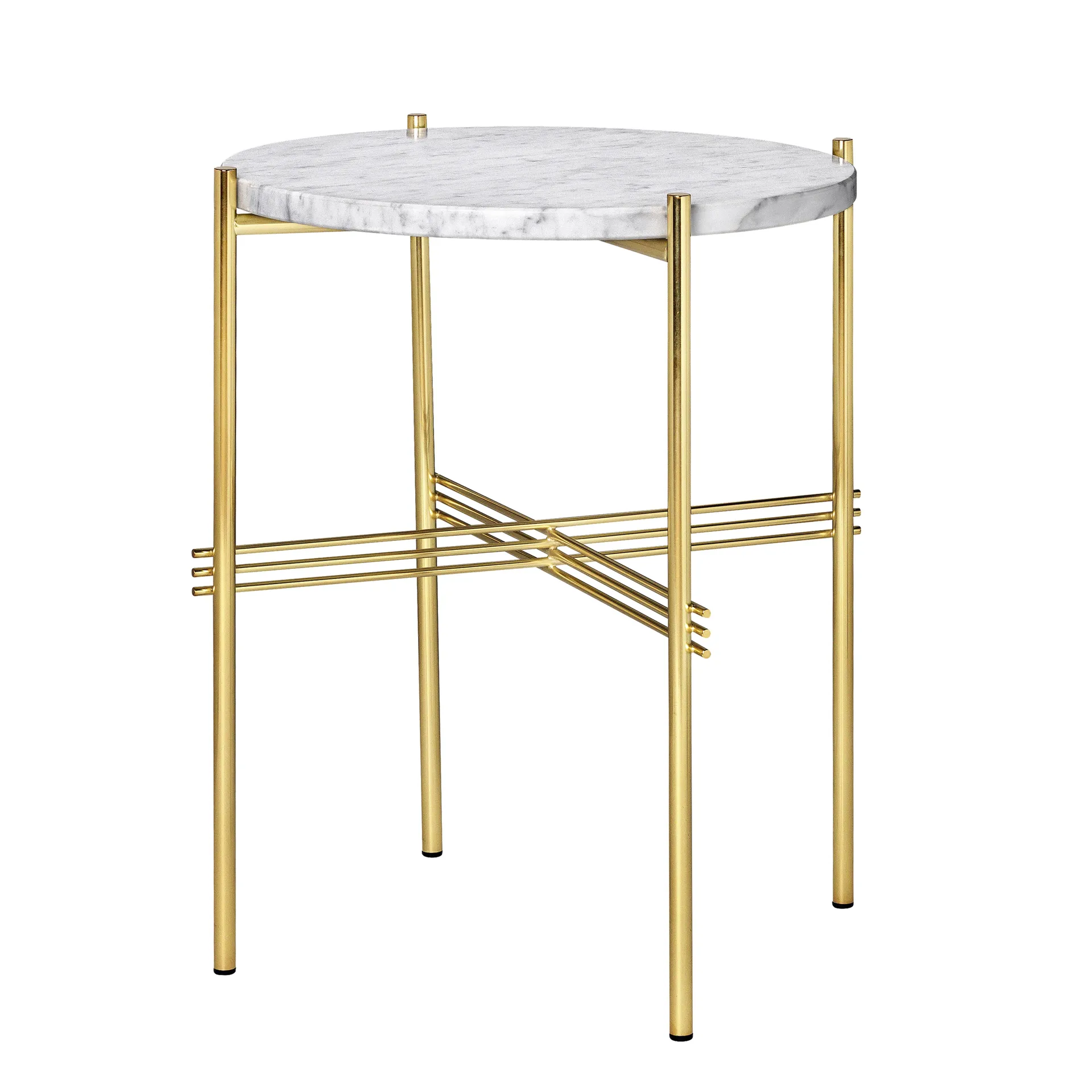 TS Tisch Messingbeine Ø 40cm, Weißer Marmor GUBI