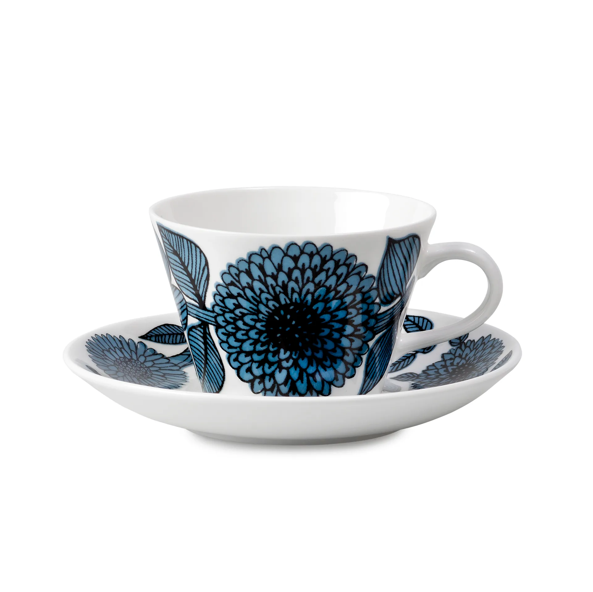 Blå Aster Kaffee-Set, Kegel, Kaffeetasse + Untersetzer Gustafsbergs Porslinsfabrik