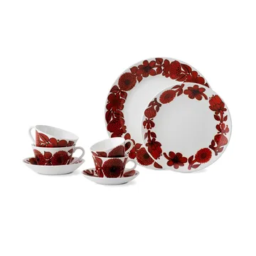 Röd Aster Teetasse - Teetasse + Untertasse - Gustafsbergs Porslinsfabrik