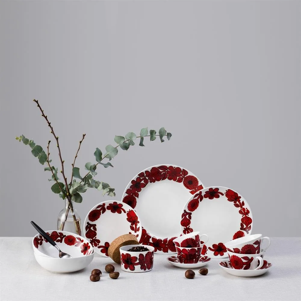 Röd Aster Teller, Ø 18cm Gustafsbergs Porslinsfabrik