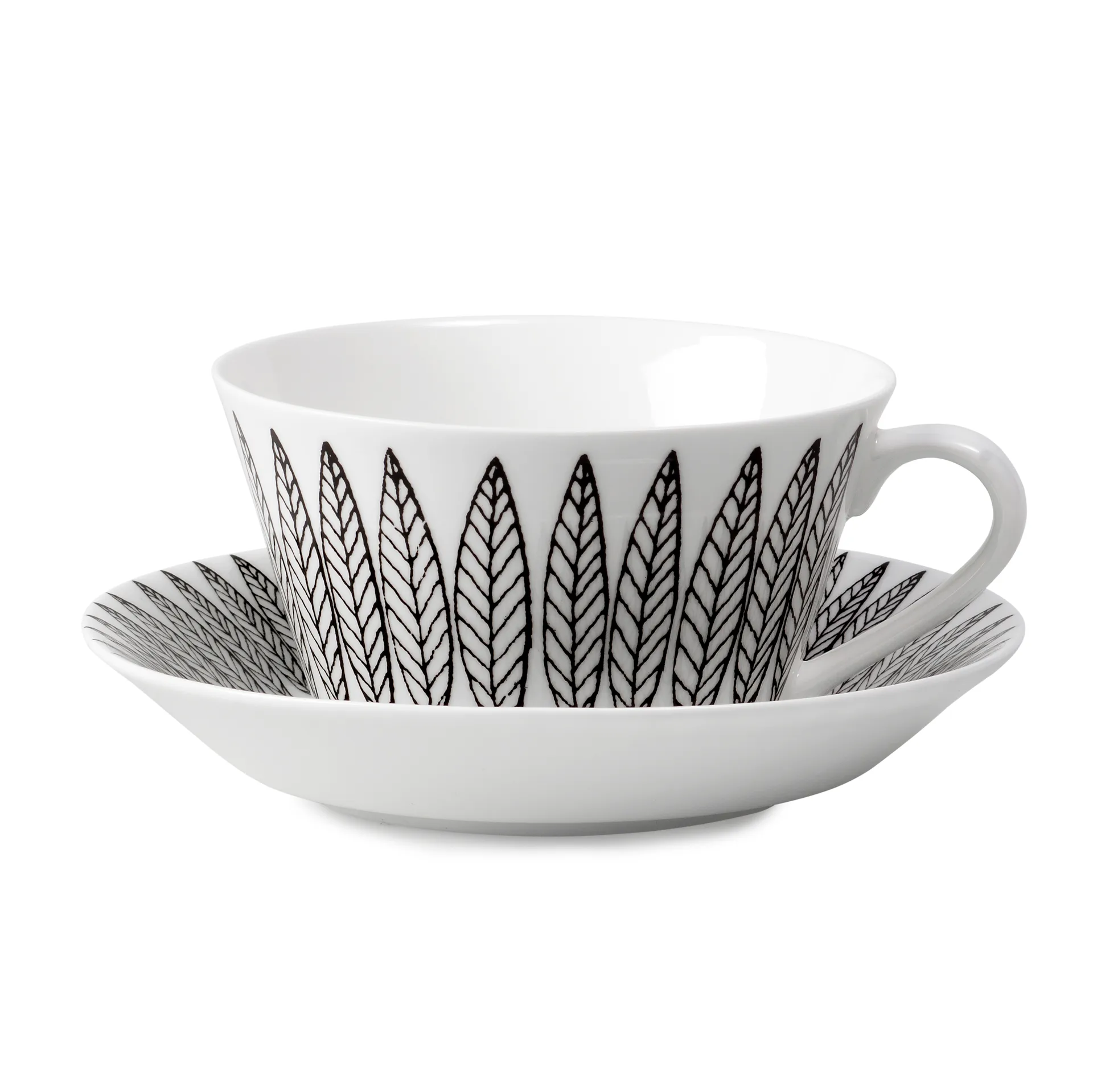 Svart Salix Tee-Set, Kegel, Teetasse + Untersetzer Gustafsbergs Porslinsfabrik