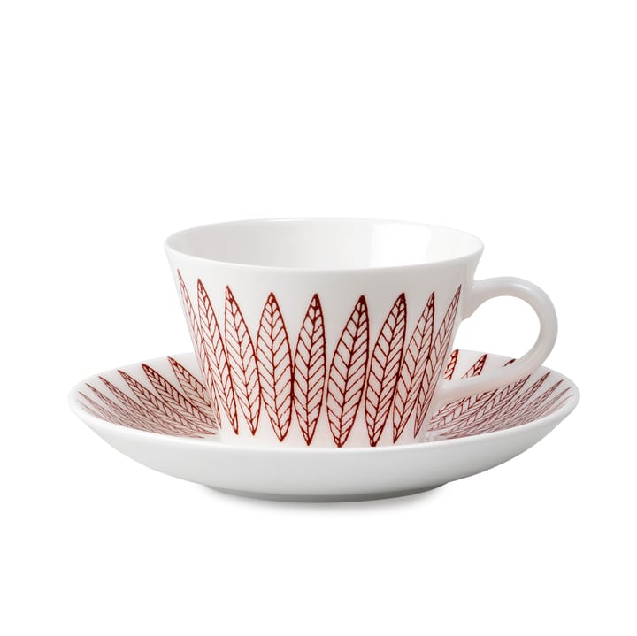 Röd Salix Kaffee-Set, Kegel - Kaffeetasse + Untersetzer - Gustavsbergs Porslinsfabrik