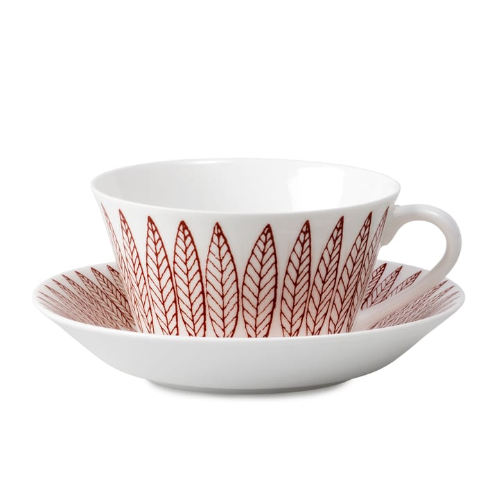 Röd Salix Tee-Set, Kegel - Teetasse + Untersetzer - Gustavsbergs Porslinsfabrik