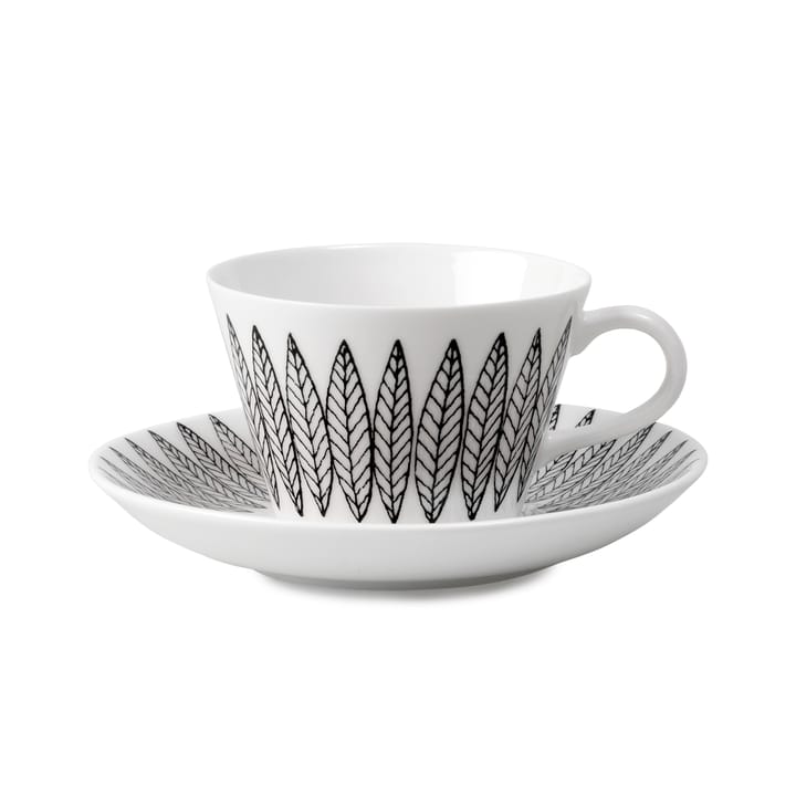 Svart Salix Kaffee-Set, Kegel - Kaffeetasse + Untersetzer - Gustavsbergs Porslinsfabrik