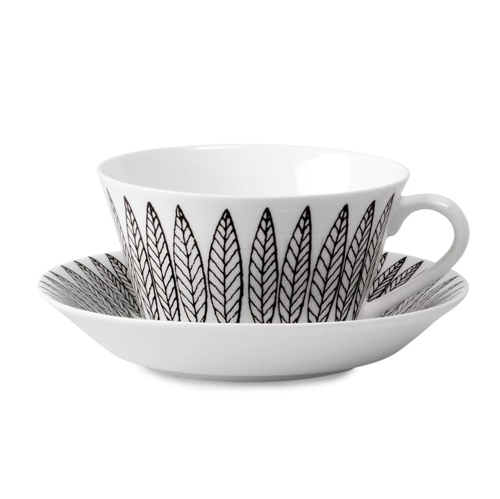 Svart Salix Tee-Set, Kegel - Teetasse + Untersetzer - Gustavsbergs Porslinsfabrik