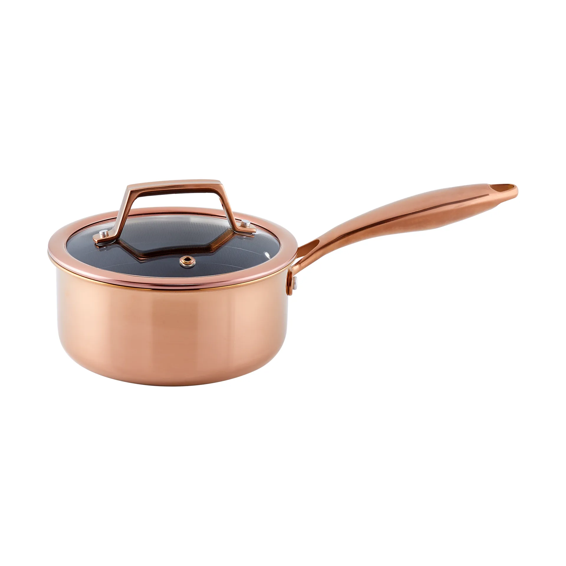 Hâws Santo Bratentopf mit Deckel Hybrid Coating 1,5 L, Rose Gold Hâws